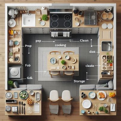 Top-down view of a kitchen