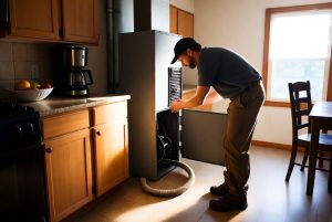 furnace tech in the kitchen